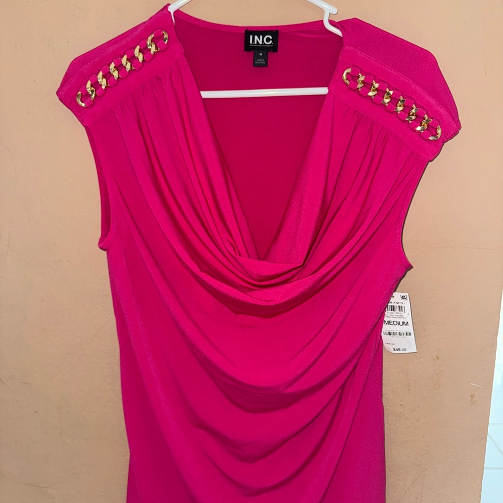 INC International Concepts Women's Pink Draped Top